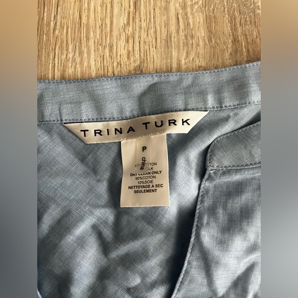 Trina Turk Women’s Capriani Top in Sky Blue Cotton/Silk Blend - Size XS (P) - Picture 5 of 8